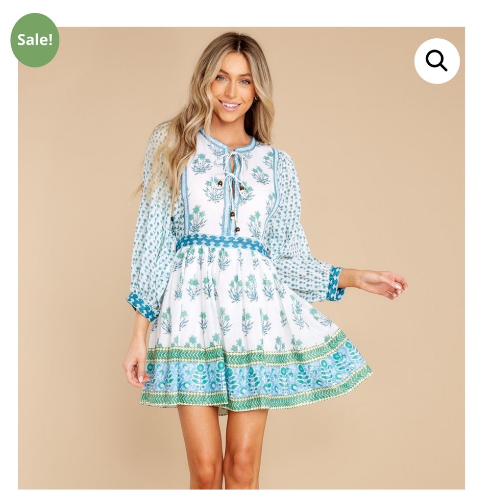 Womens Oliphant Dresses | Indica Blue Tie Front Balloon Sleeve Dress Blue